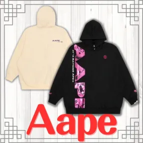 A BATHING APE  |Blended Fabrics Street Style Long Sleeves Cotton Logo