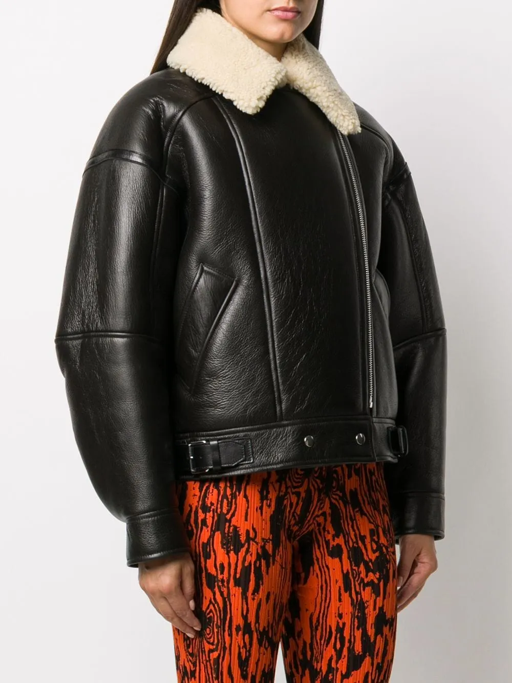 ACNE STUDIOS Elegant Brown Leather Shearling Jacket