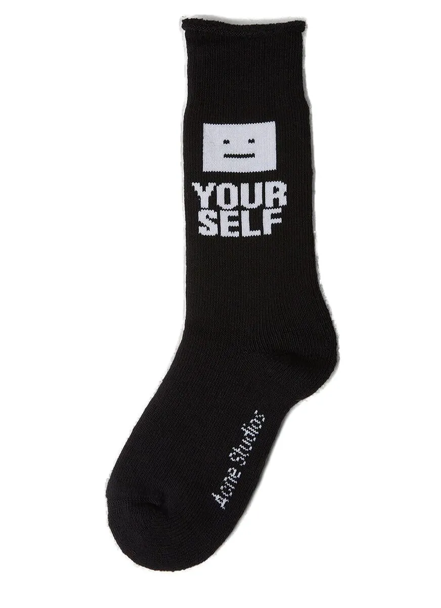 Acne Studios Logo Intarsia Face Yourself Socks