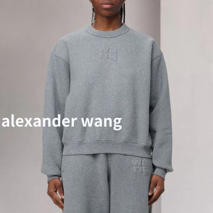 Alexander Wang  |Crew Neck Unisex Street Style Long Sleeves Plain Cotton Logo