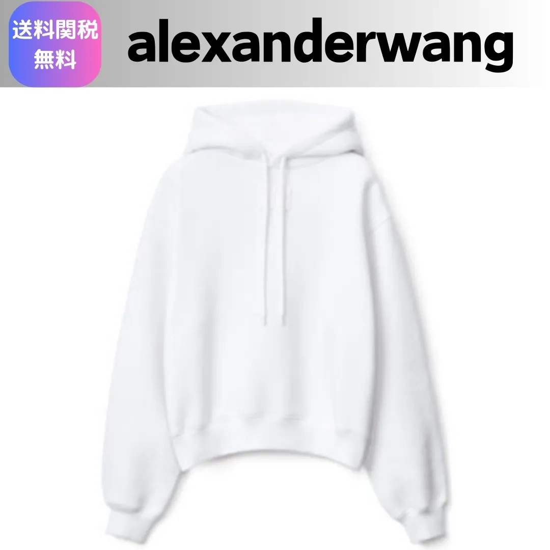 Alexander Wang  |Unisex Street Style Long Sleeves Cotton Logo Skater Style