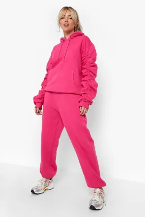 Balloon Ruched Sleeve Hoodie Jogger Traksuit