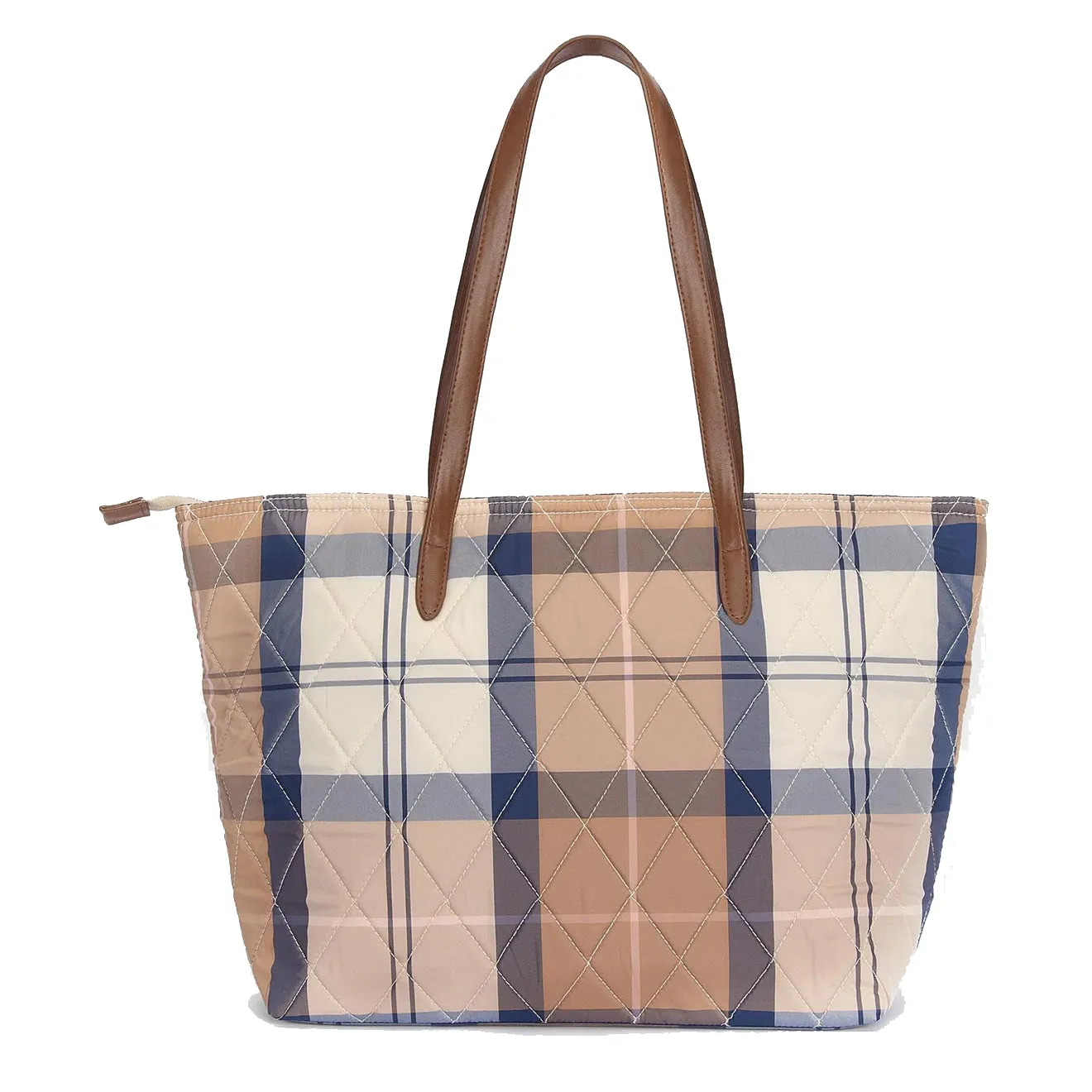 Barbour Womens Wetherham Quilted Tartan Tote Bag Primrose Hessian