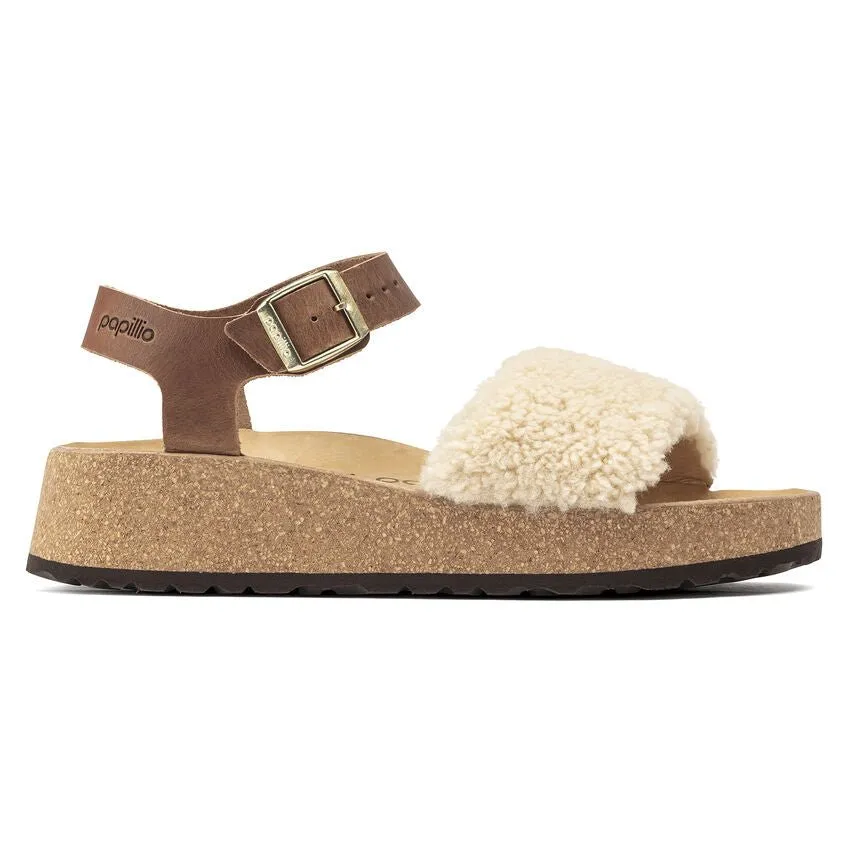 Birkenstock Women's Papillio Glenda Shearling - Eggshell Leather