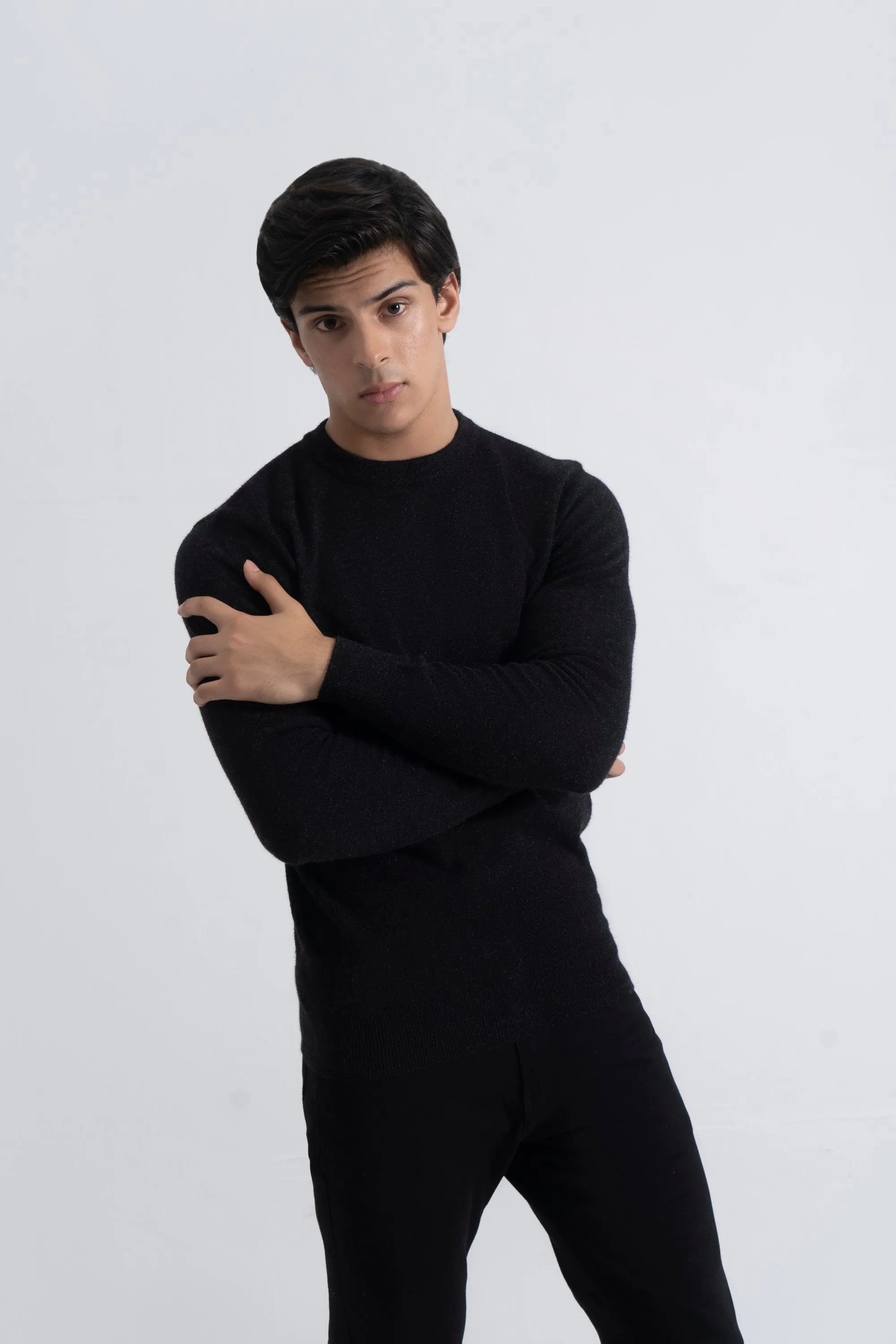 Black Acrylic Sweater Round Neck