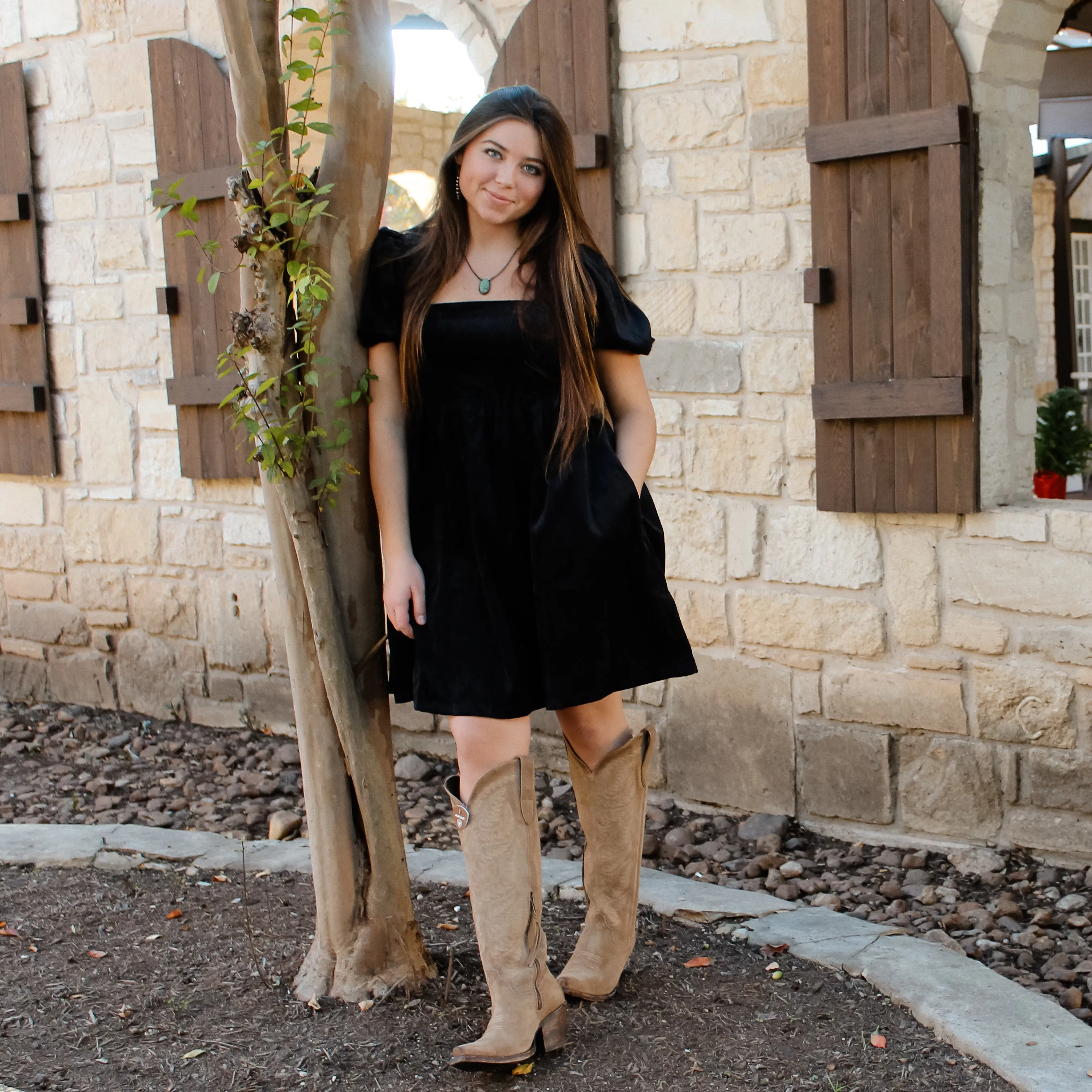 Black Corduroy Babydoll Dress