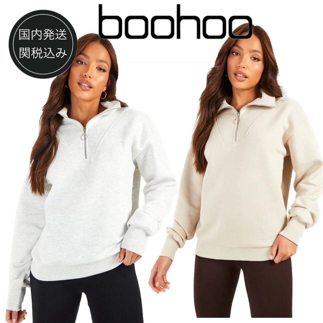 boohoo  |Unisex Street Style Long Sleeves Plain Oversized Logo