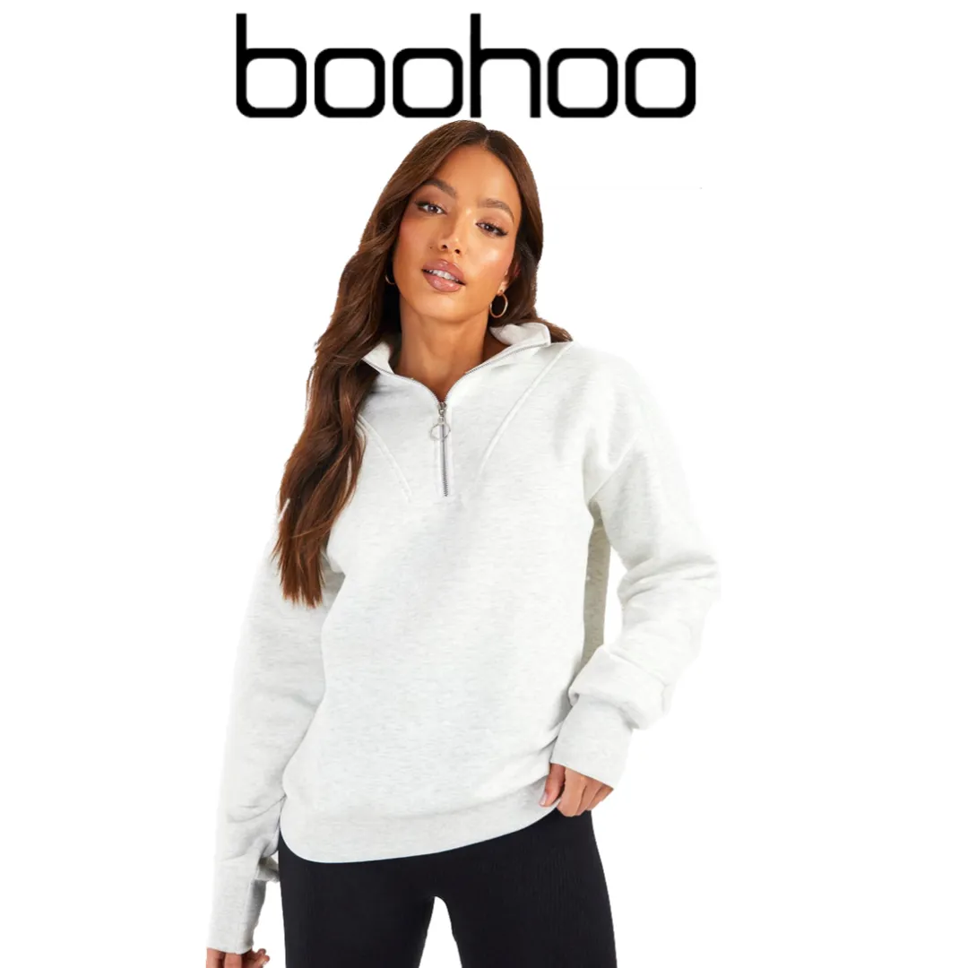 boohoo  |Unisex Street Style Long Sleeves Plain Oversized Logo