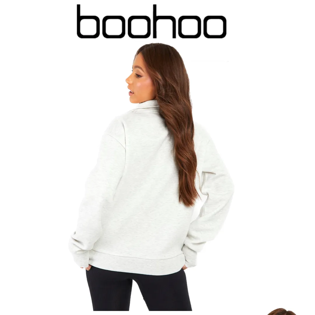 boohoo  |Unisex Street Style Long Sleeves Plain Oversized Logo