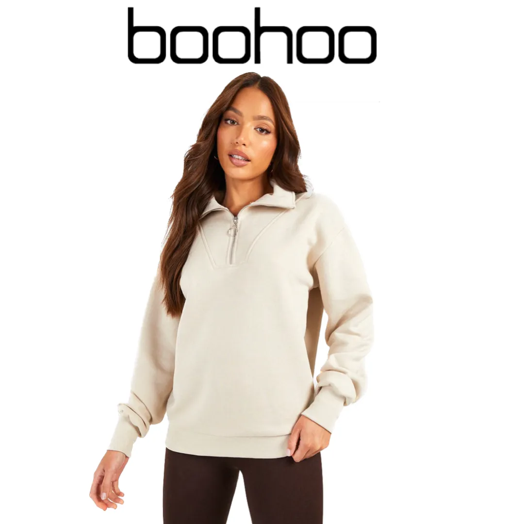 boohoo  |Unisex Street Style Long Sleeves Plain Oversized Logo