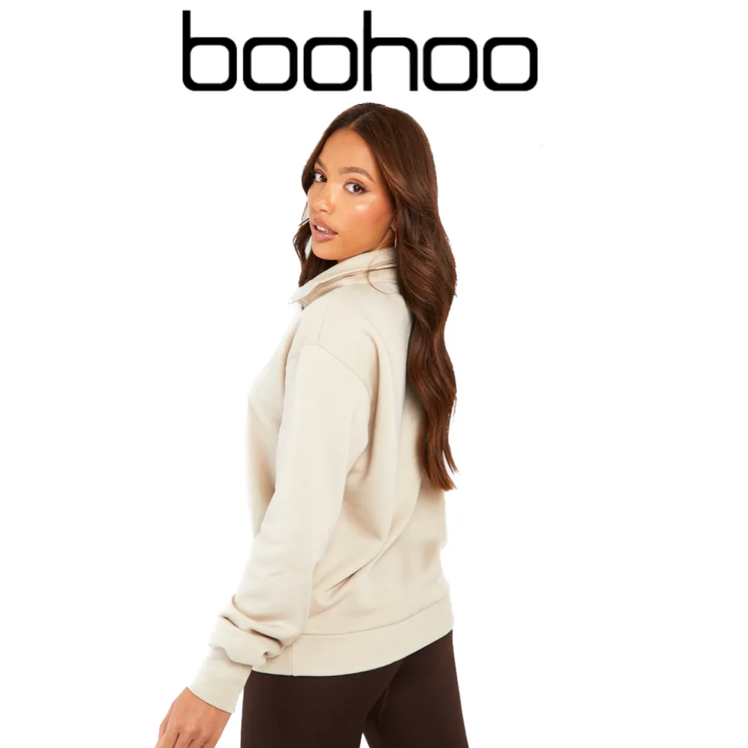 boohoo  |Unisex Street Style Long Sleeves Plain Oversized Logo