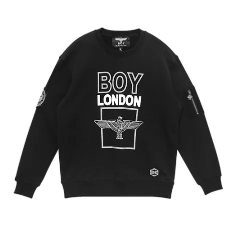 BOY LONDON  |Unisex Street Style U-Neck Cotton Oversized Logo