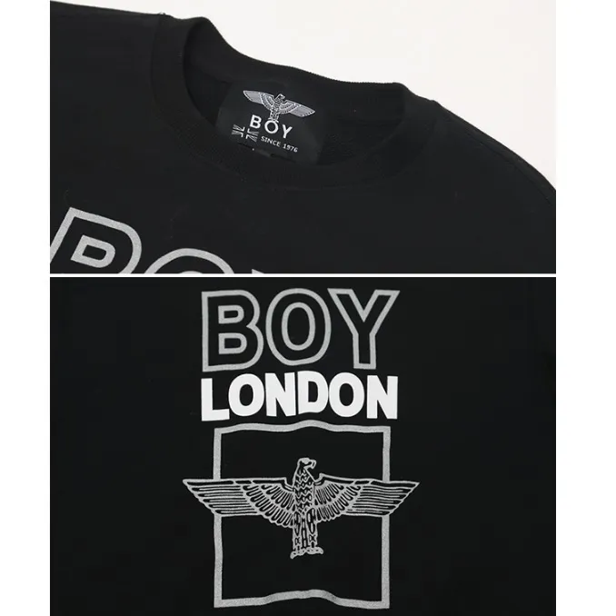 BOY LONDON  |Unisex Street Style U-Neck Cotton Oversized Logo