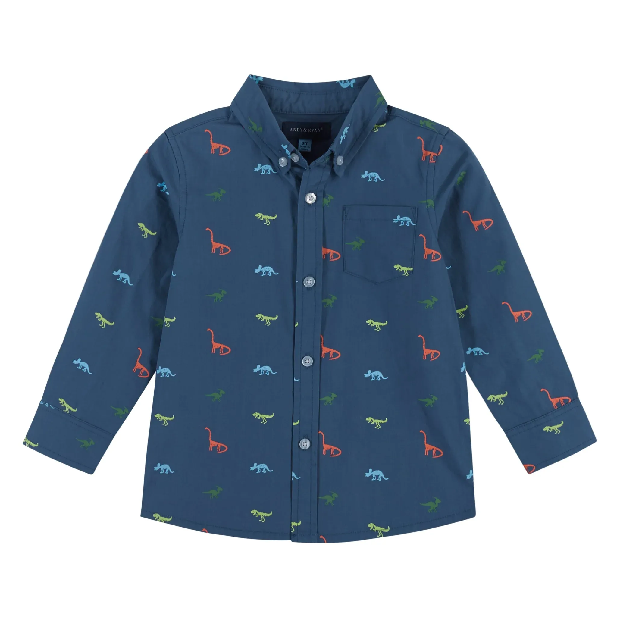 Boys Dino Button Down Shirt