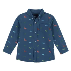 Boys Dino Button Down Shirt