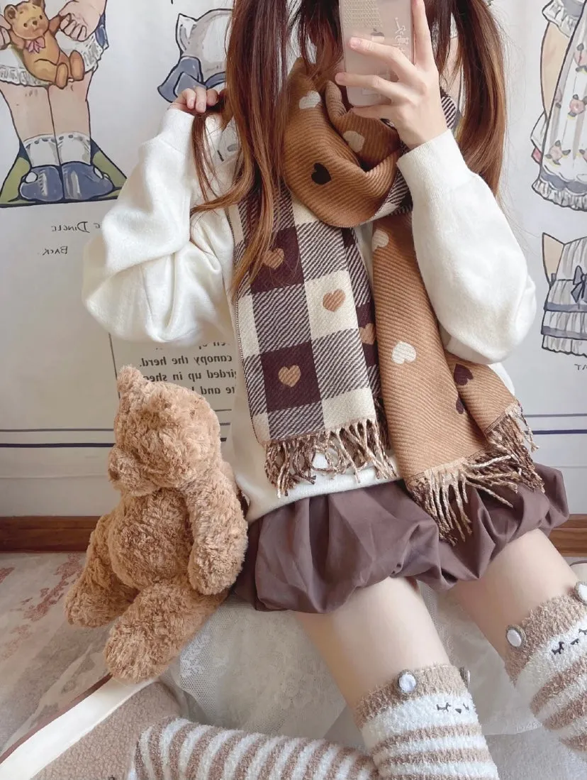 Brown heart scarf