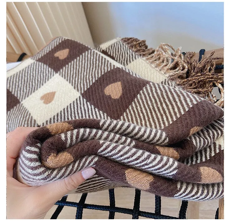 Brown heart scarf