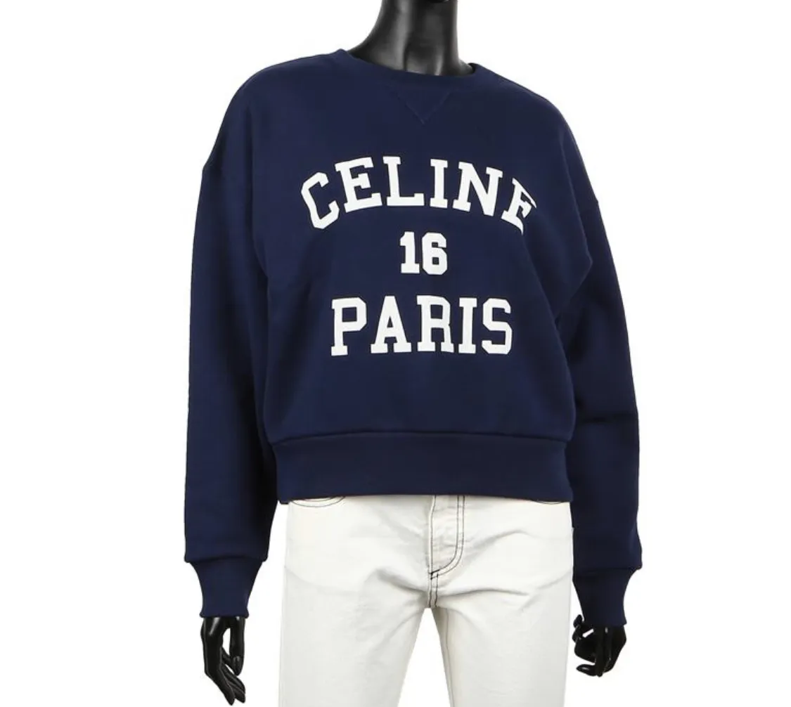 CELINE  |Sweat Long Sleeves Plain Oversized Shirts Oversized