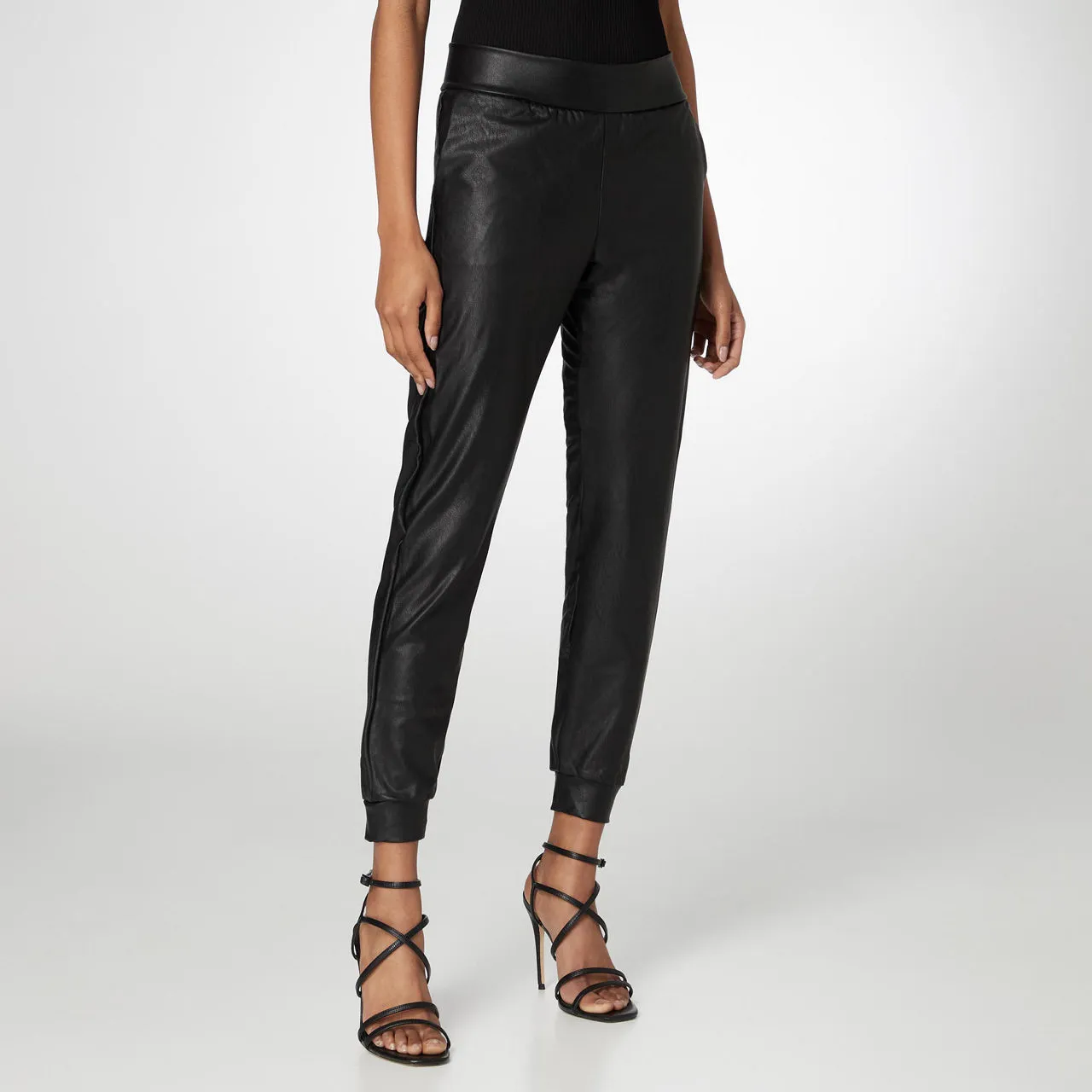 COMMANDO Faux-Leather Jogger Leggings - Black