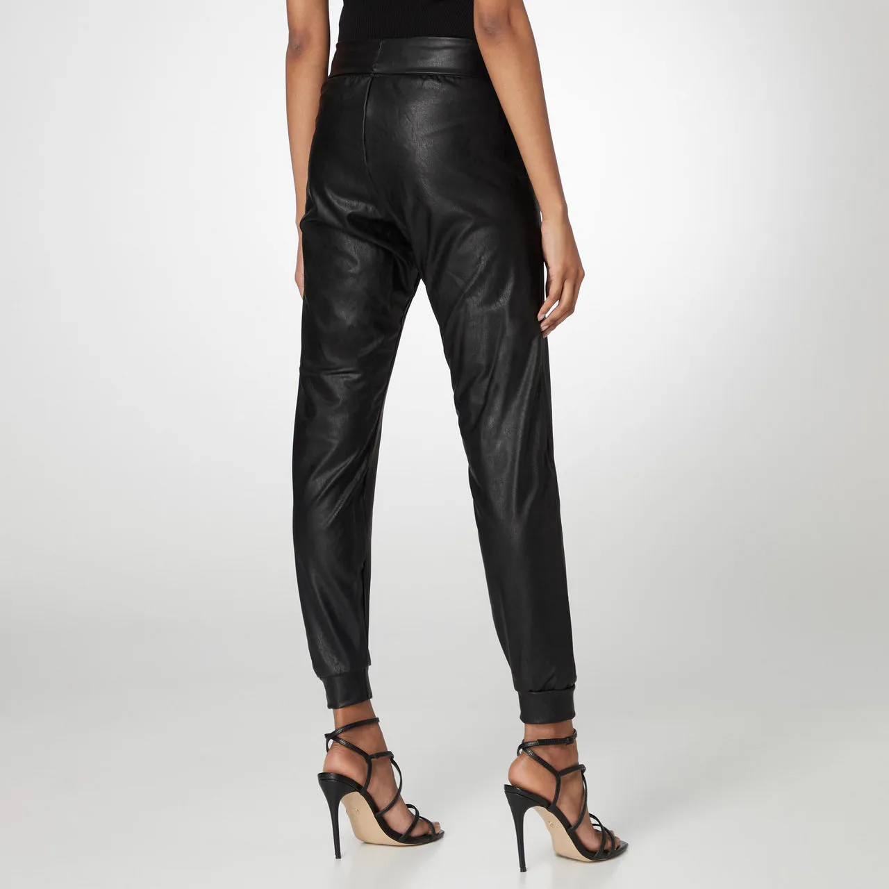 COMMANDO Faux-Leather Jogger Leggings - Black