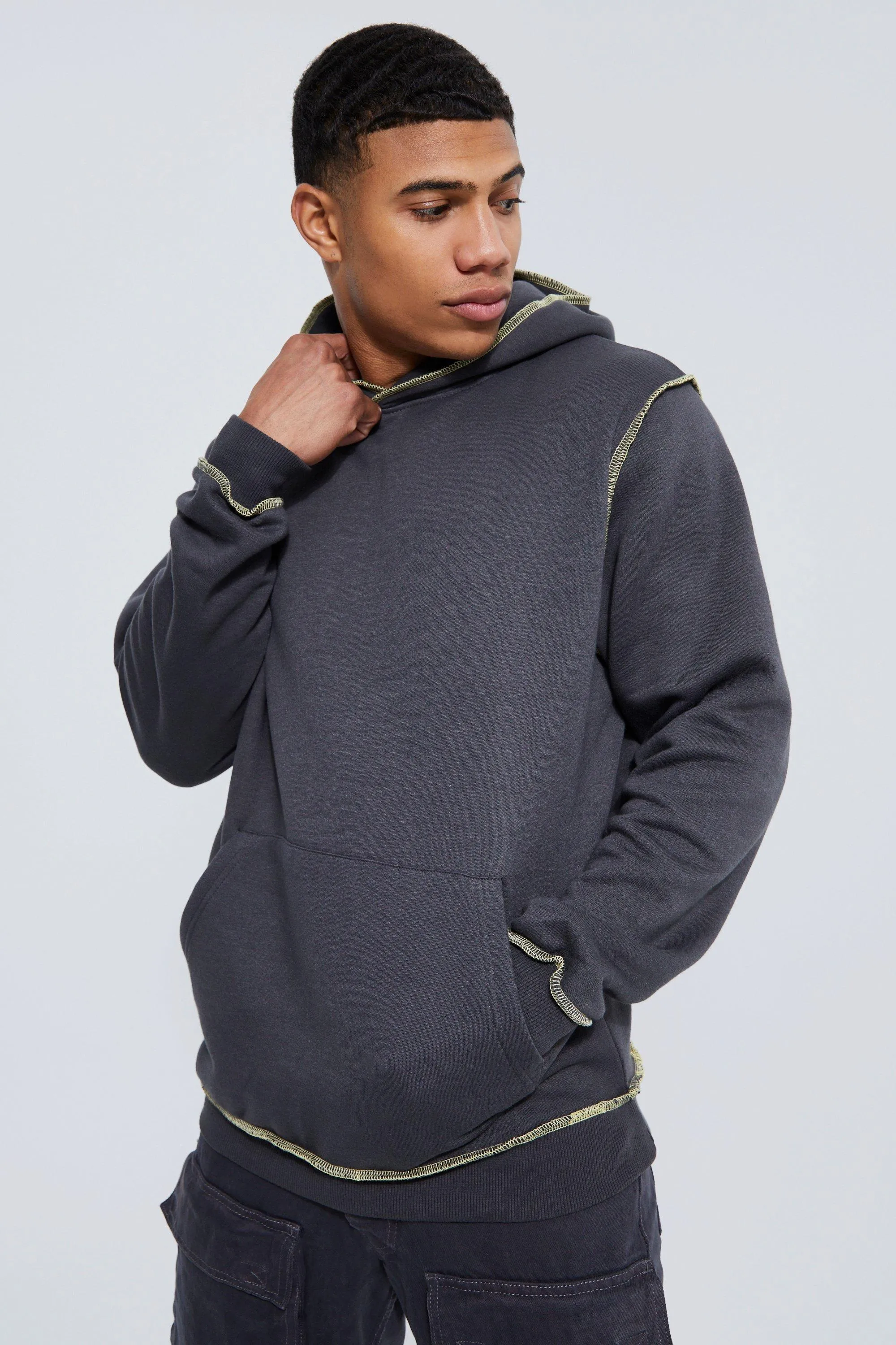 Contrast Stitch Detail Hoodie