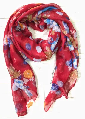 CRIMSON BLOOMS SCARF