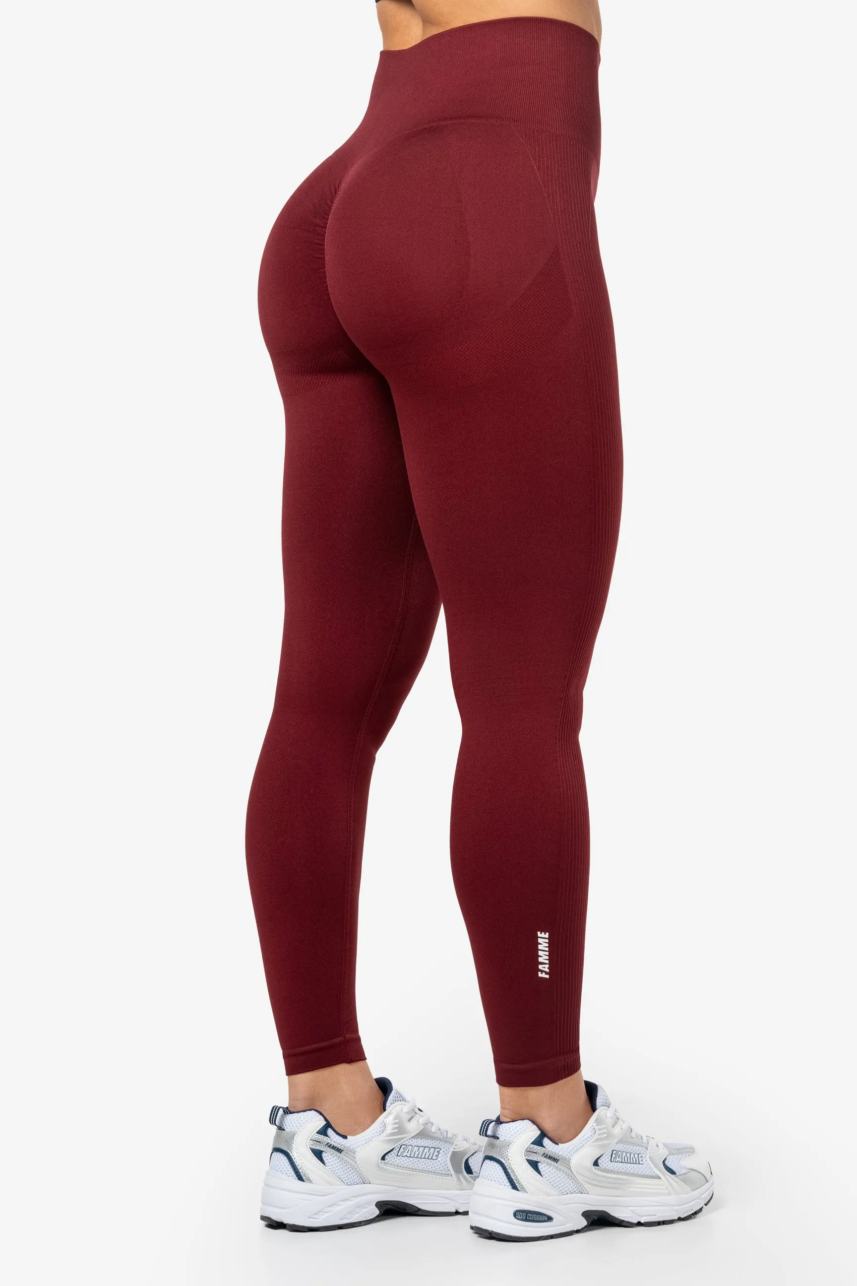 Dark Red Peachy Scrunch Leggings