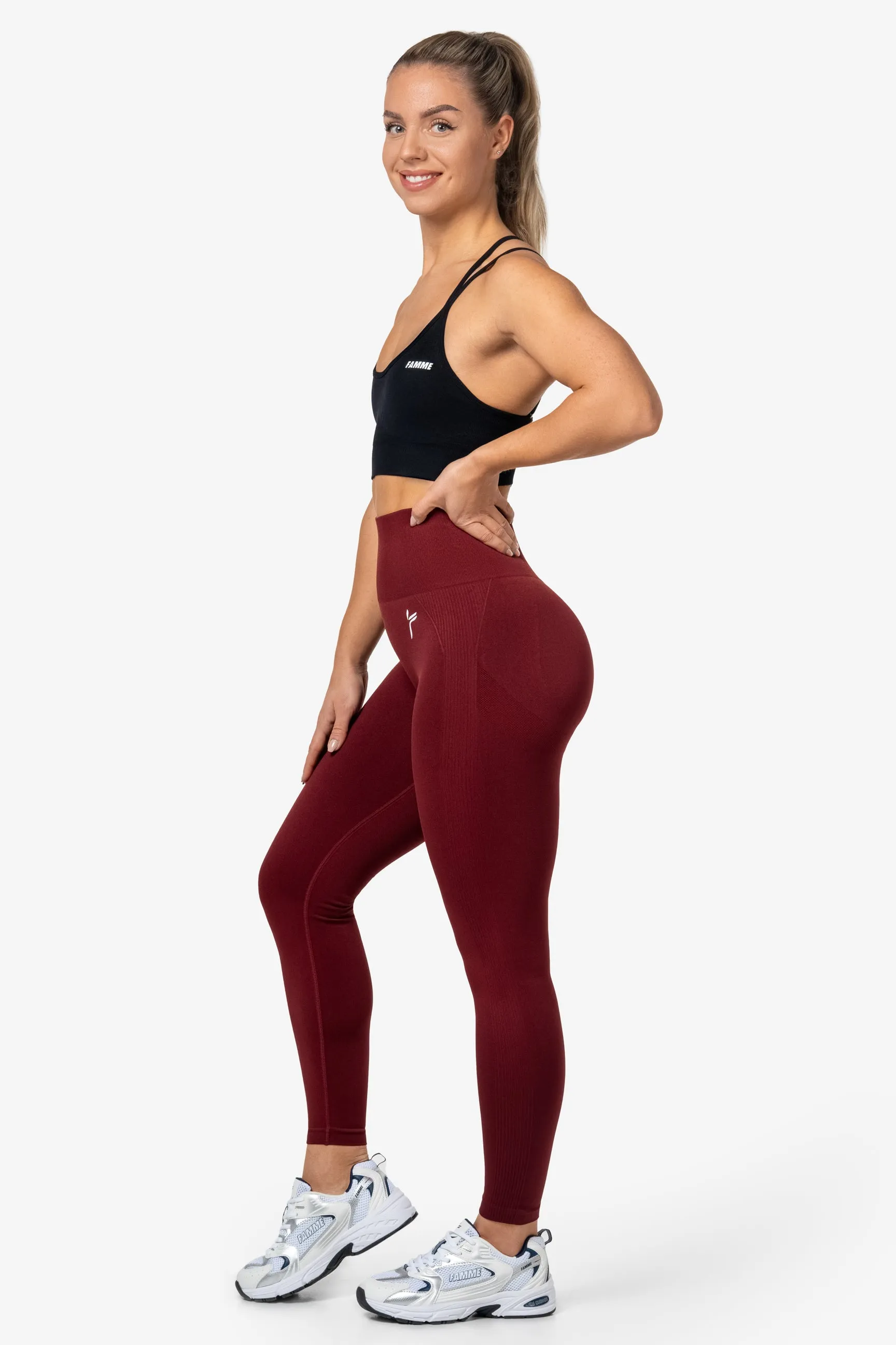 Dark Red Peachy Scrunch Leggings