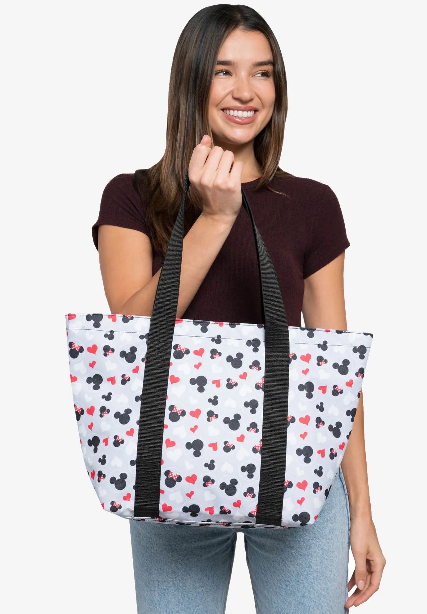 Disney Mickey & Minnie Mouse Heart Icons Zip Tote Bag