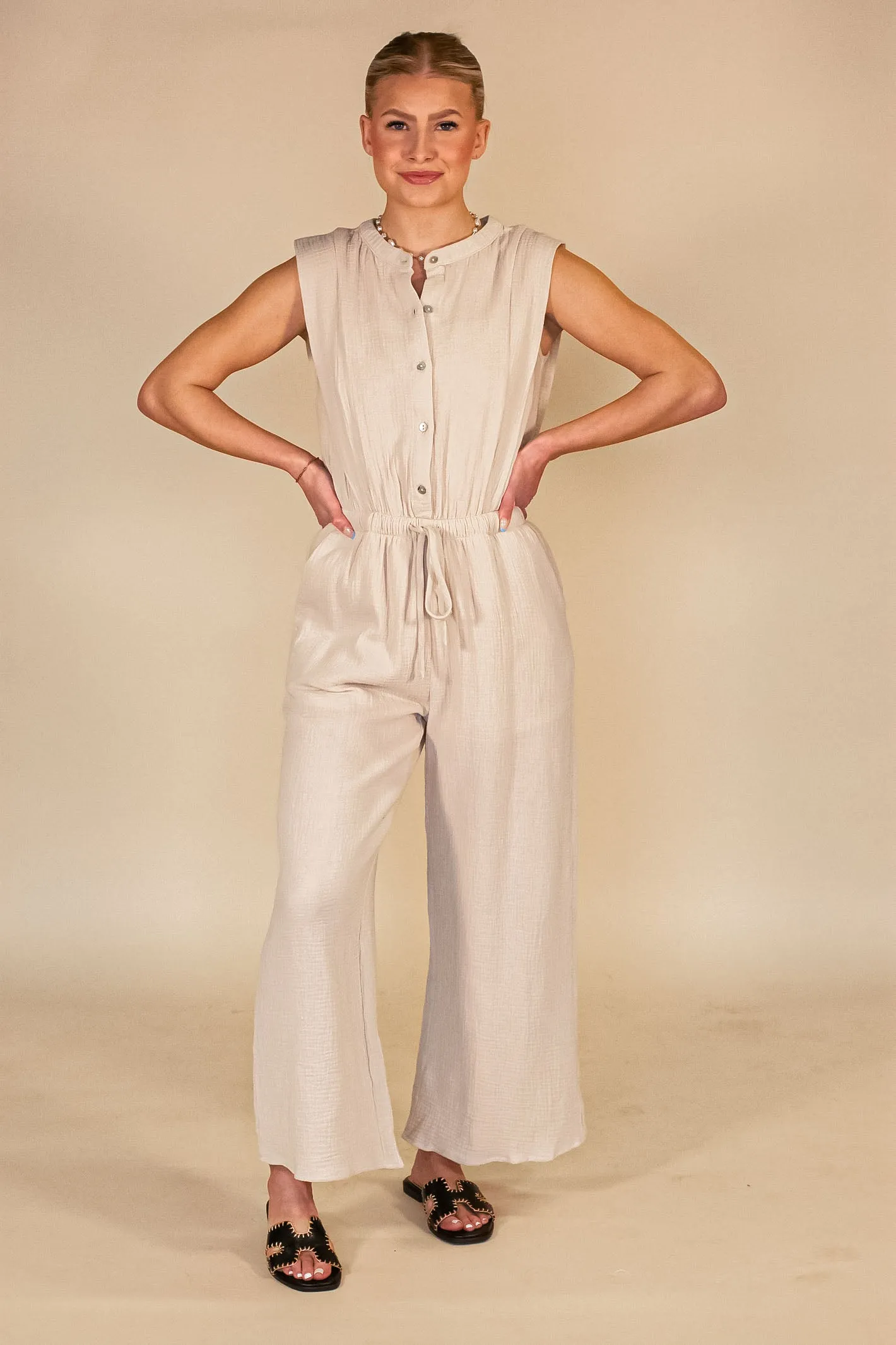 Exceptional Poise Button Down Jumpsuit