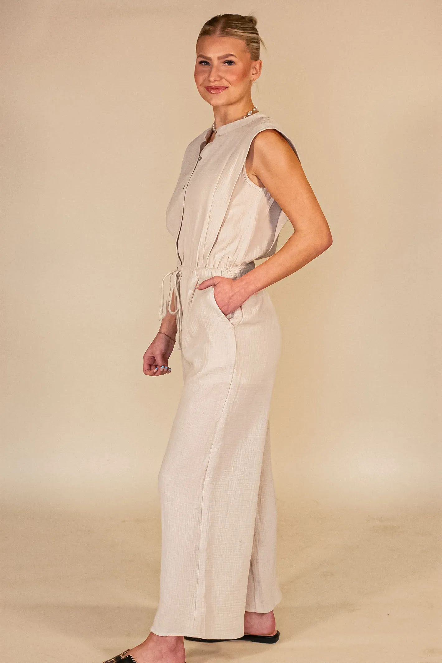 Exceptional Poise Button Down Jumpsuit