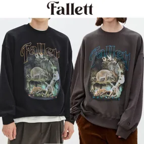 Fallett  |Crew Neck Unisex Street Style Long Sleeves Cotton Logo