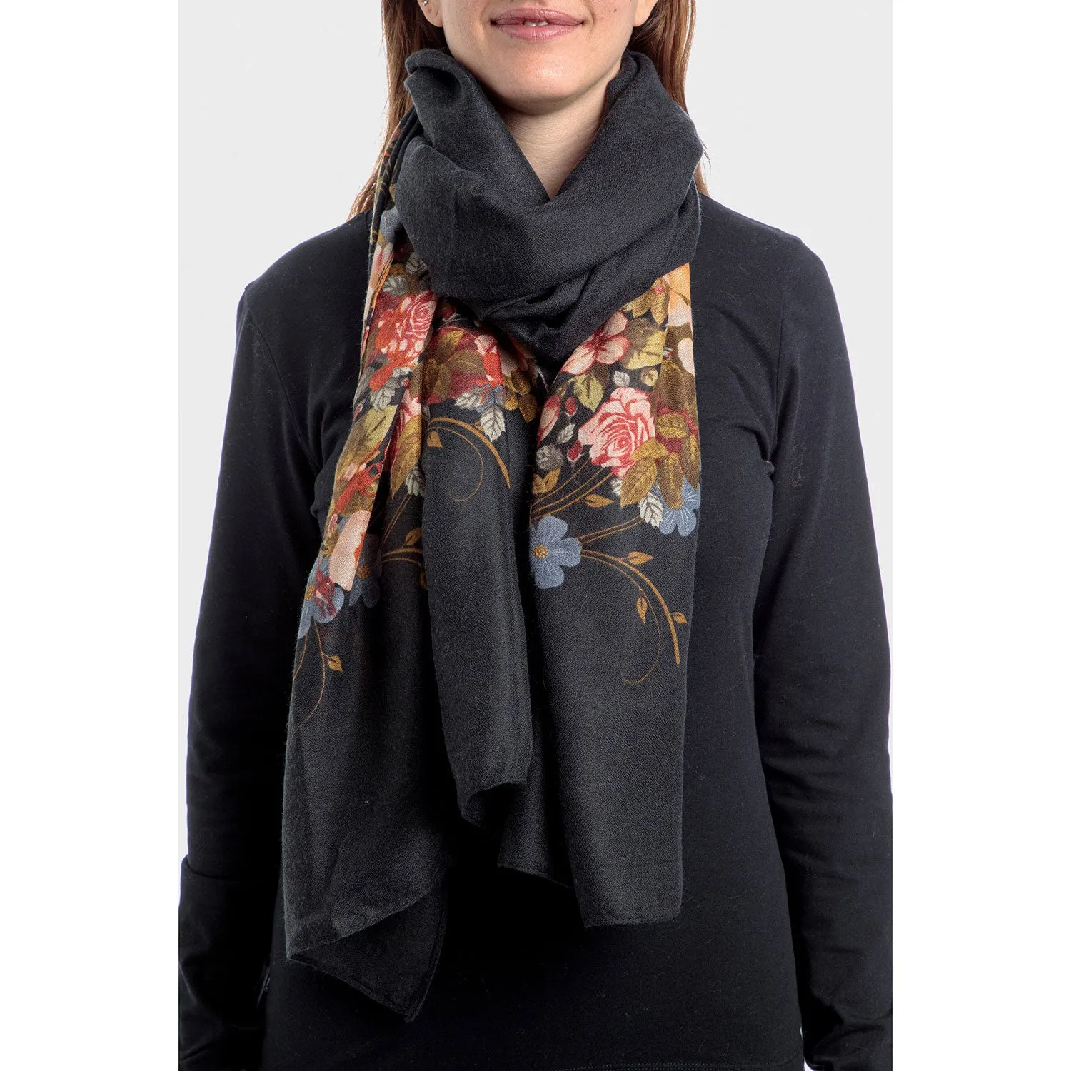 Floral Scarf - Blue Navy