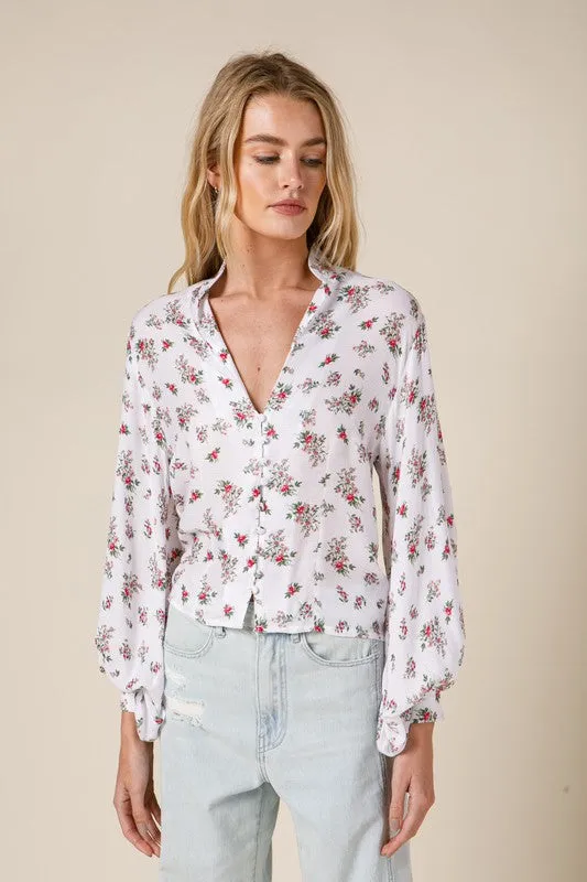 Flower Print Button Down Shirt