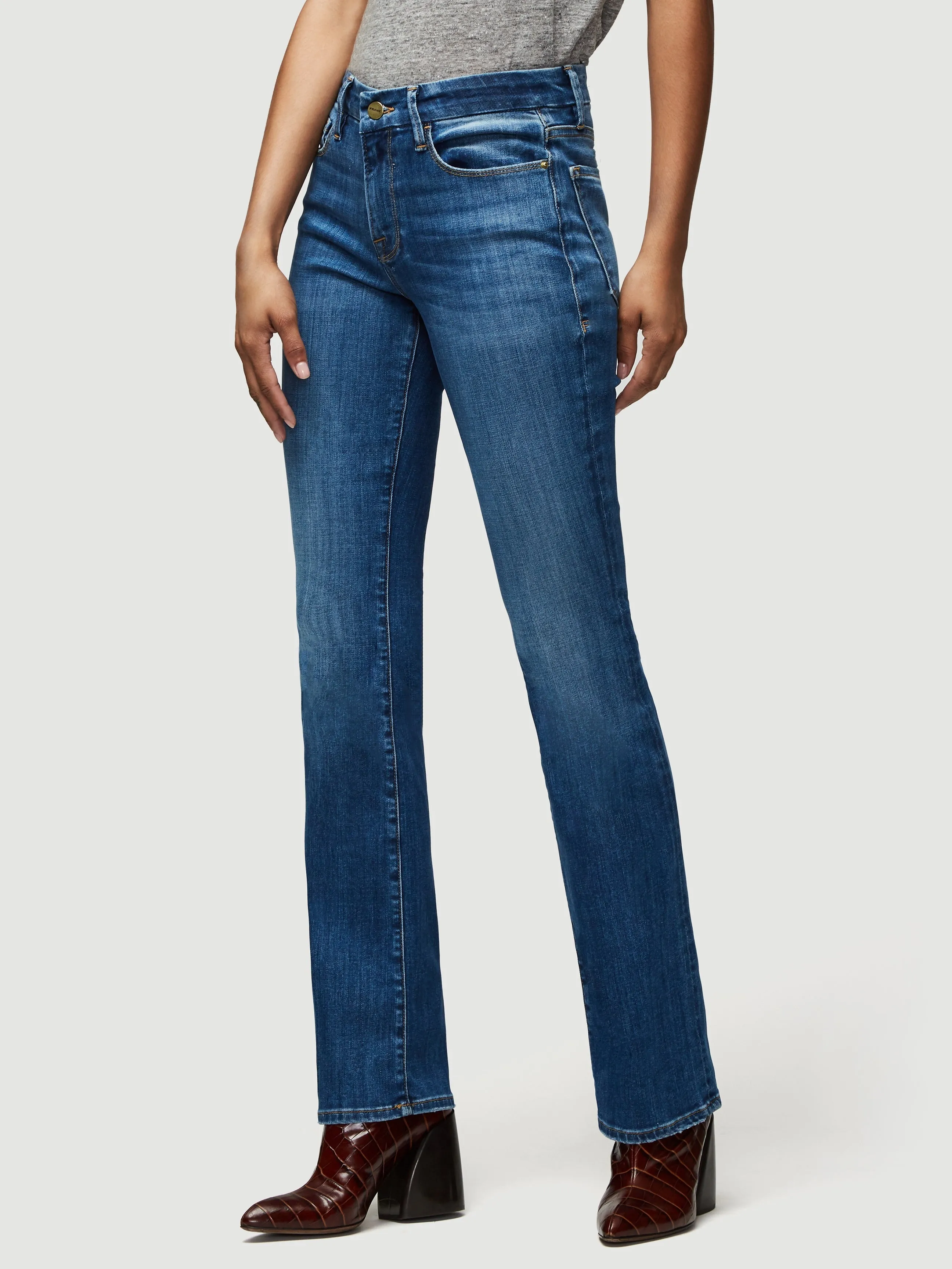 Frame Le Mini Boot Jeans in Poe