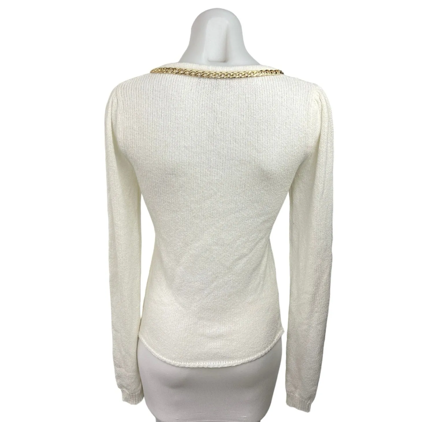 Generation Love White Chain Neck Knit Stretch Pullover Sweater Top Size XS