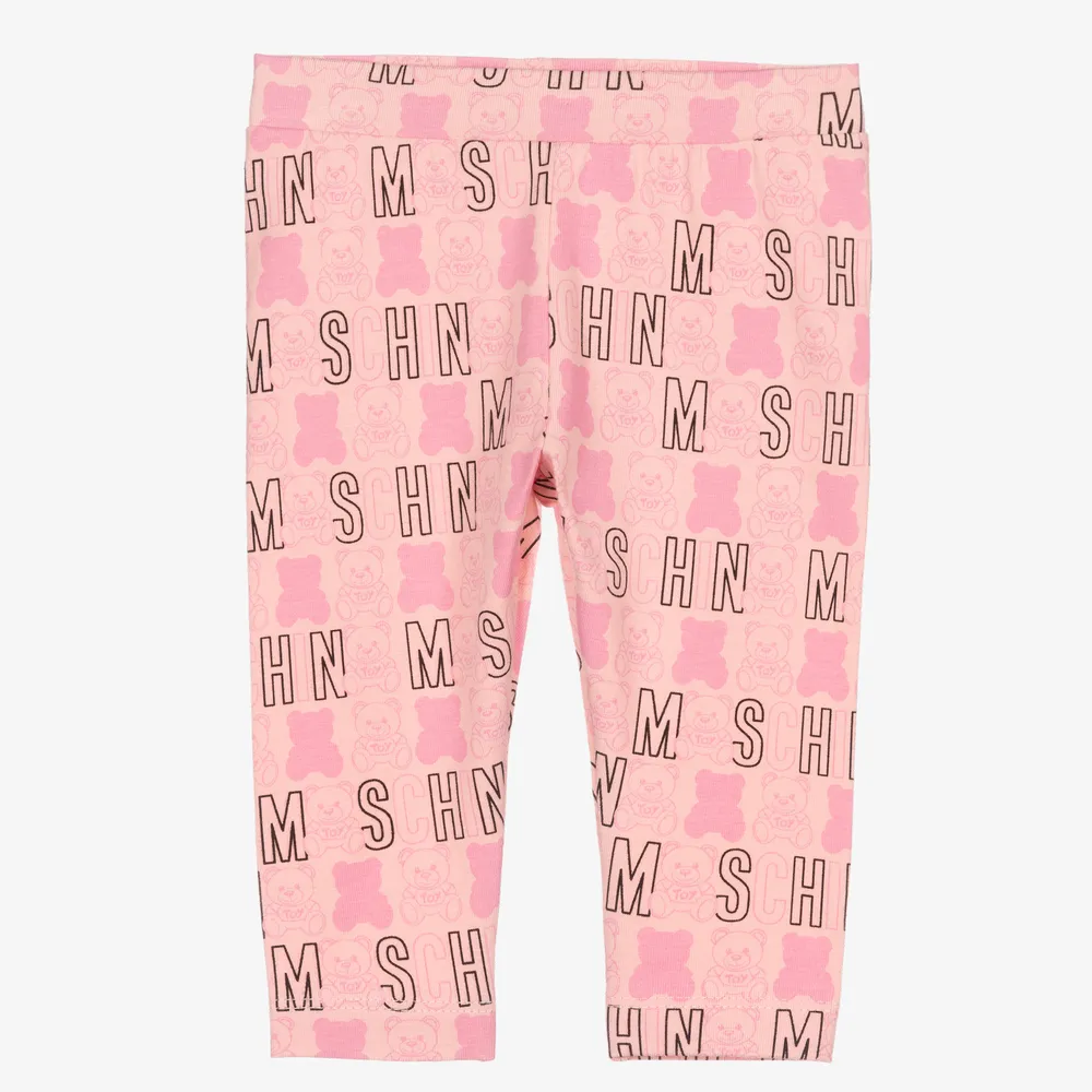 Girls Pink Cotton Leggings