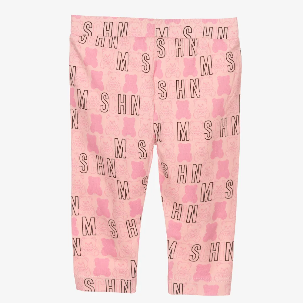 Girls Pink Cotton Leggings