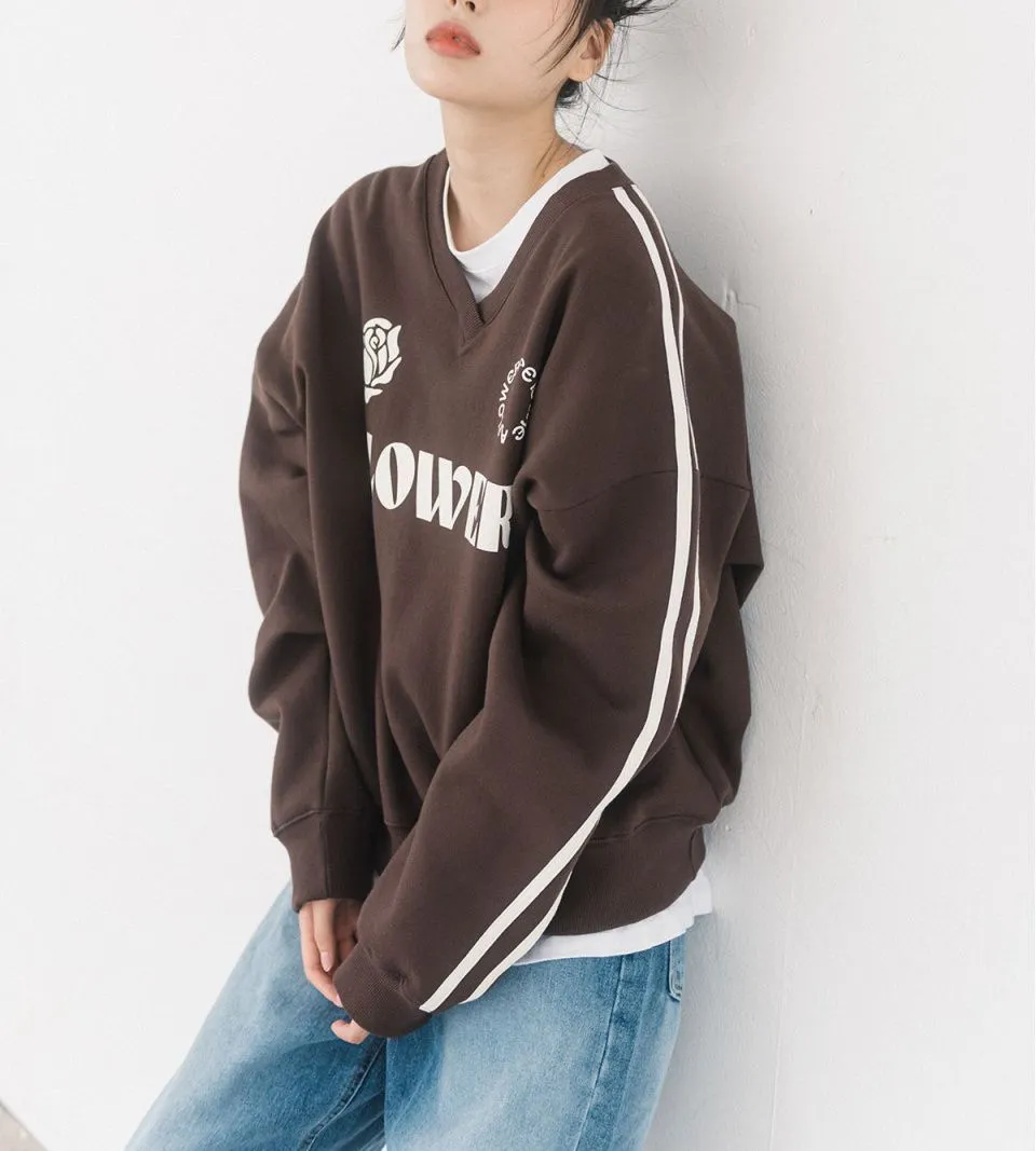 HAVISM  |Street Style Bi-color Long Sleeves Oversized Logo