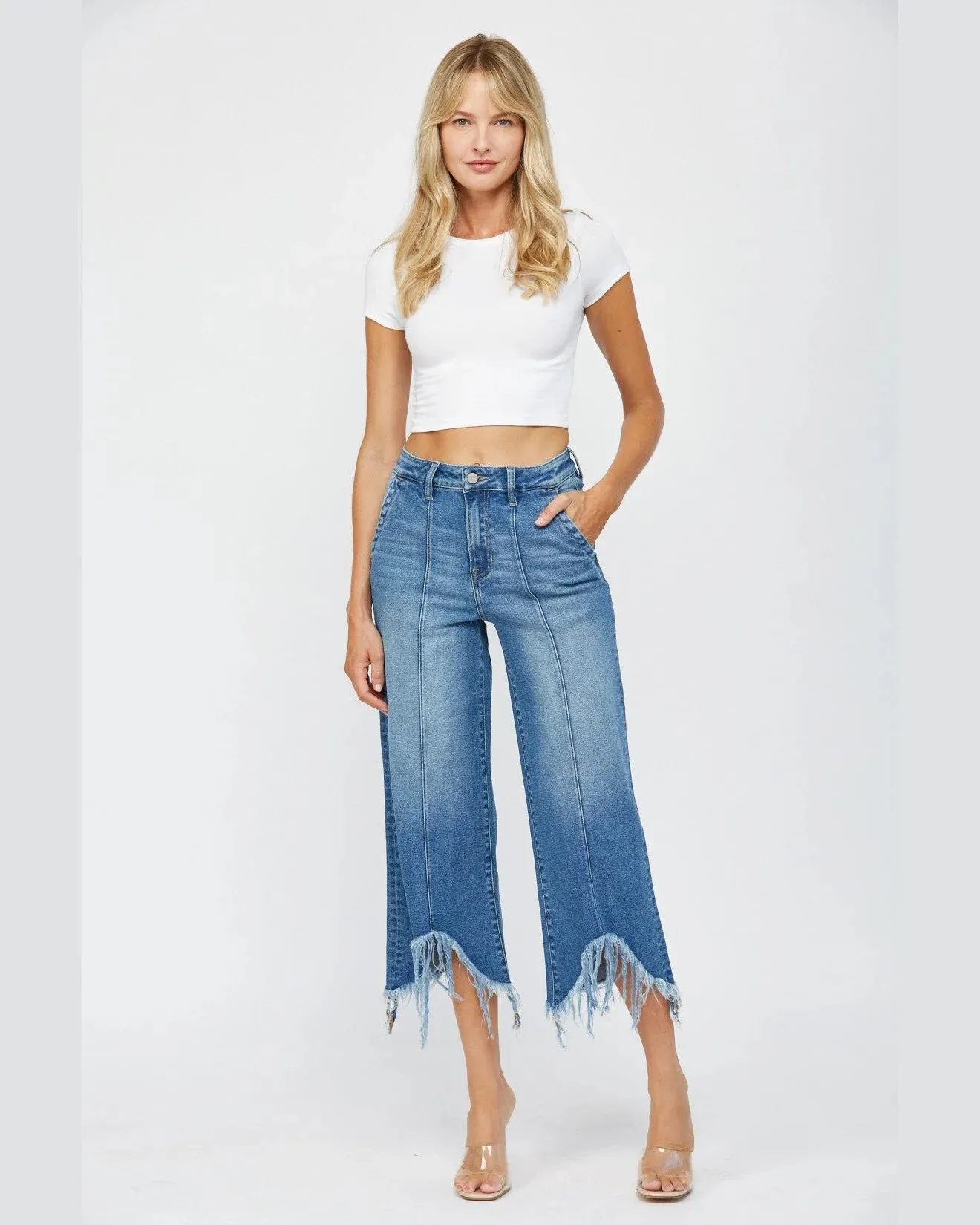 High Rise Cropped Wide Leg Jeans