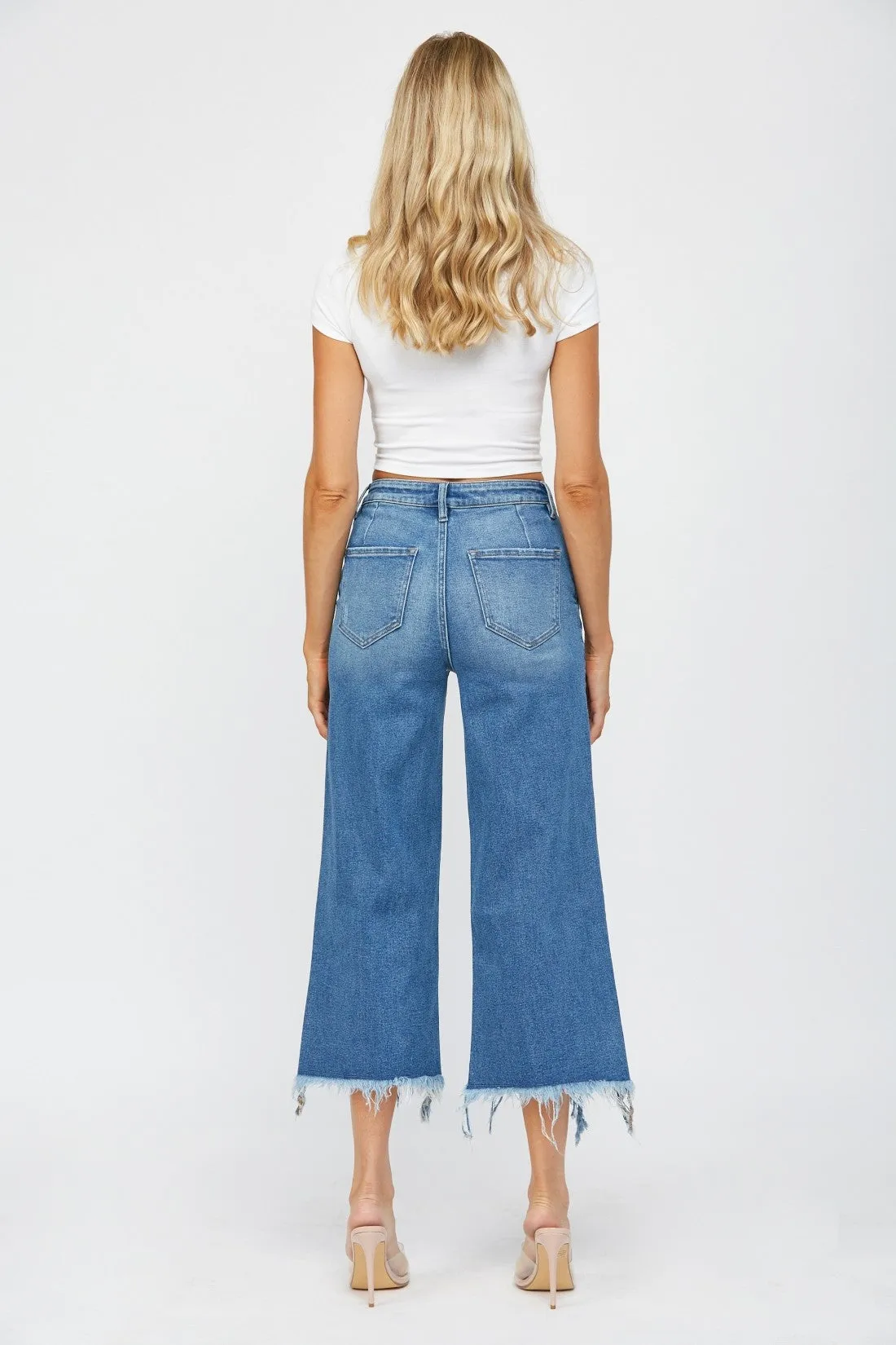 High Rise Cropped Wide Leg Jeans