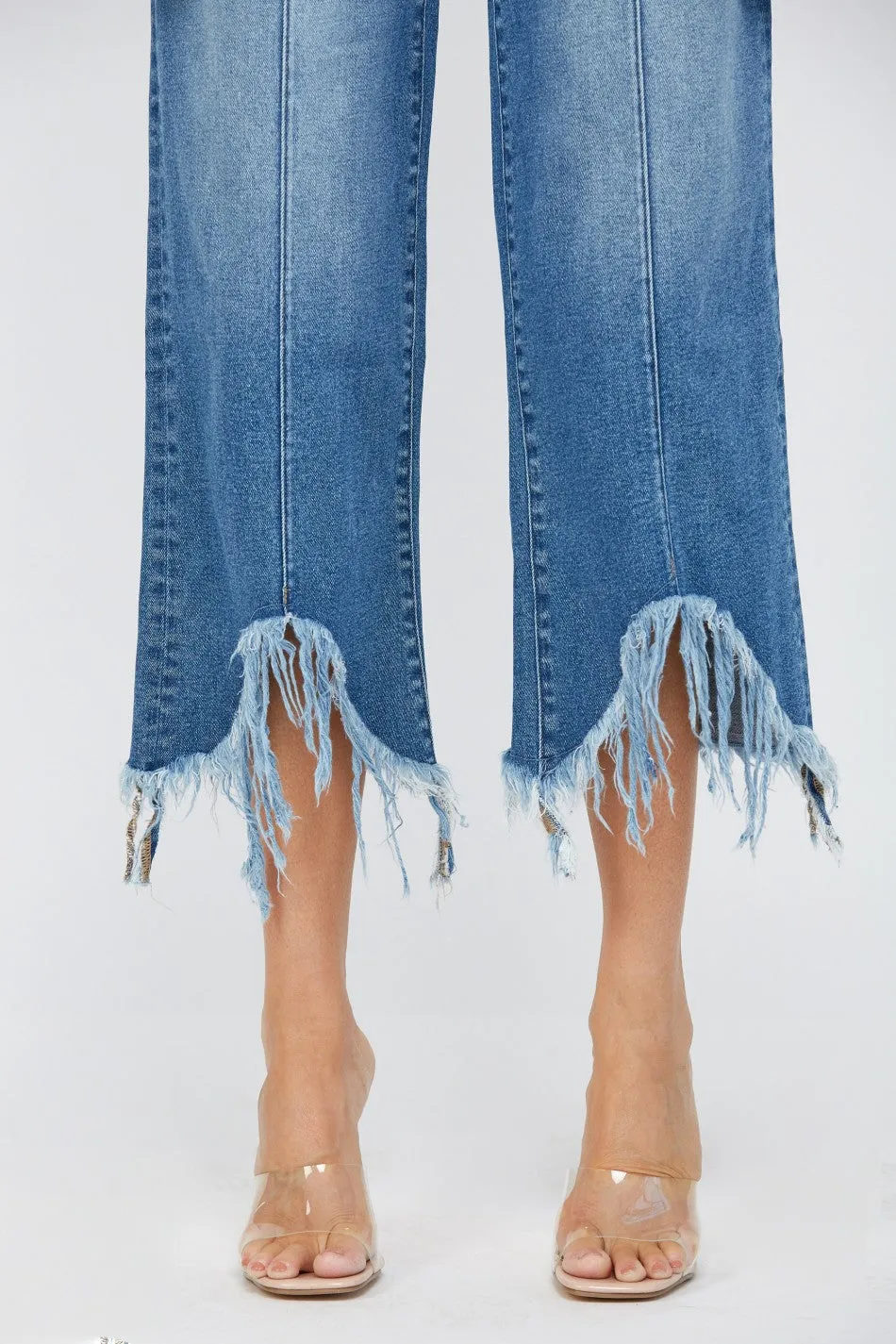 High Rise Cropped Wide Leg Jeans