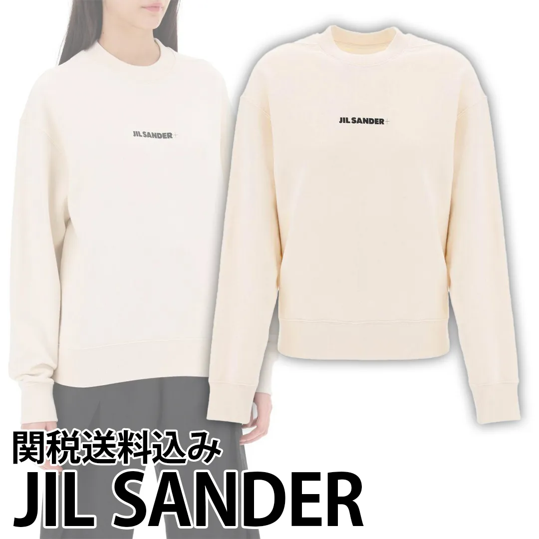 Jil Sander  |Crew Neck Long Sleeves Plain Cotton Oversized Logo