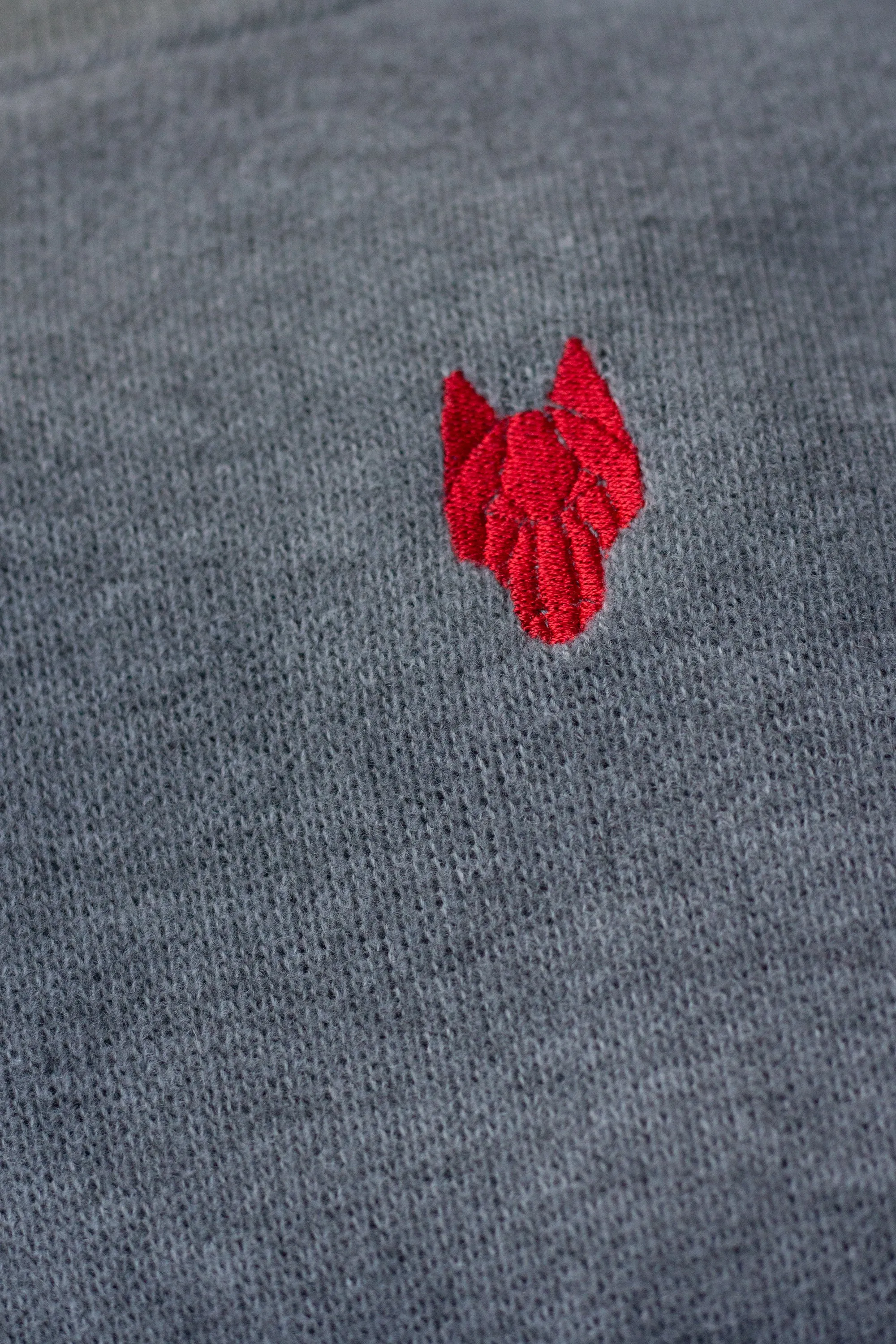 Kid's knitted sweater One Wolf, grey with red logo