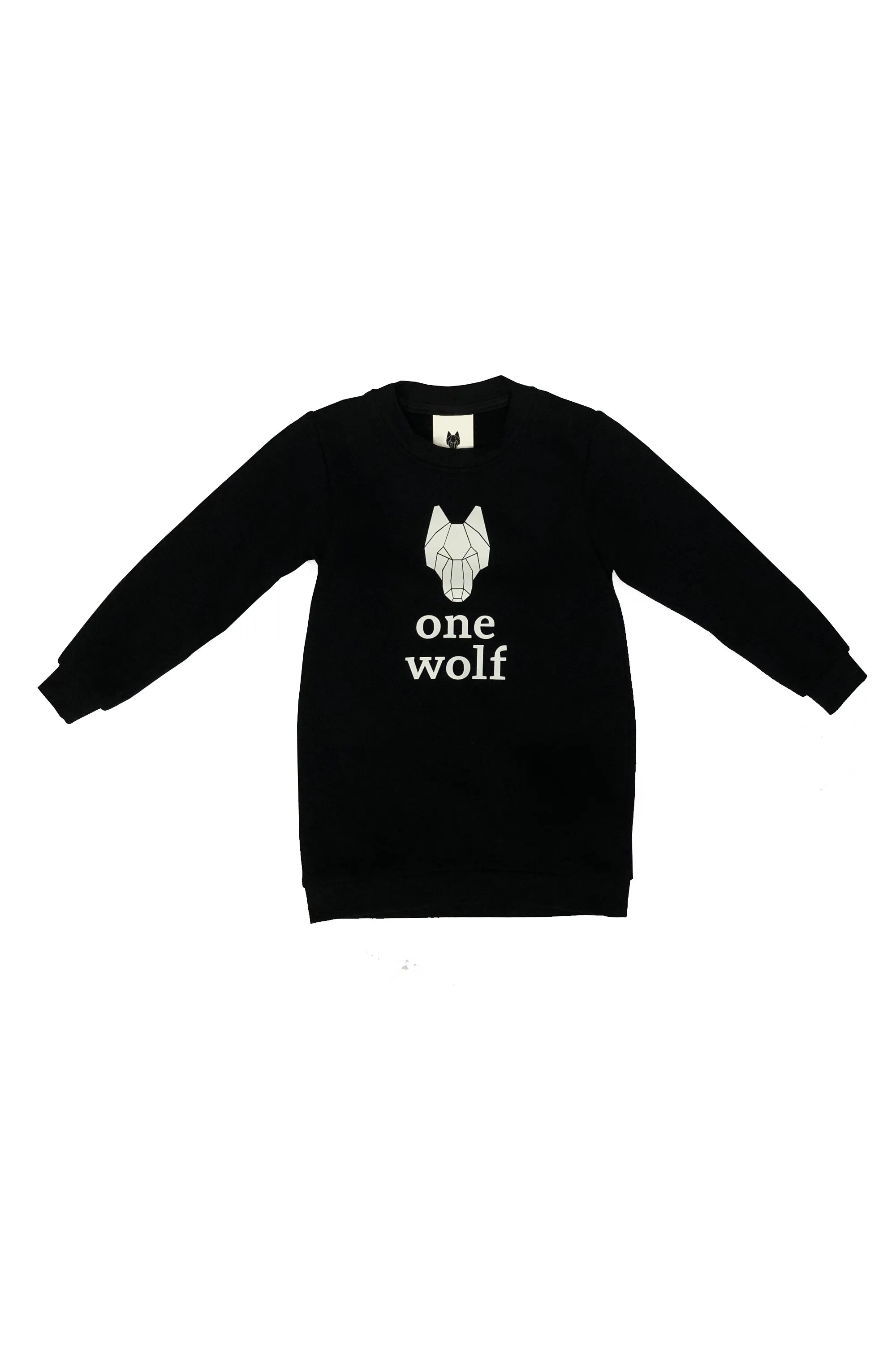 Kid's sweater ONE WOLF black with white logo (not brushed)