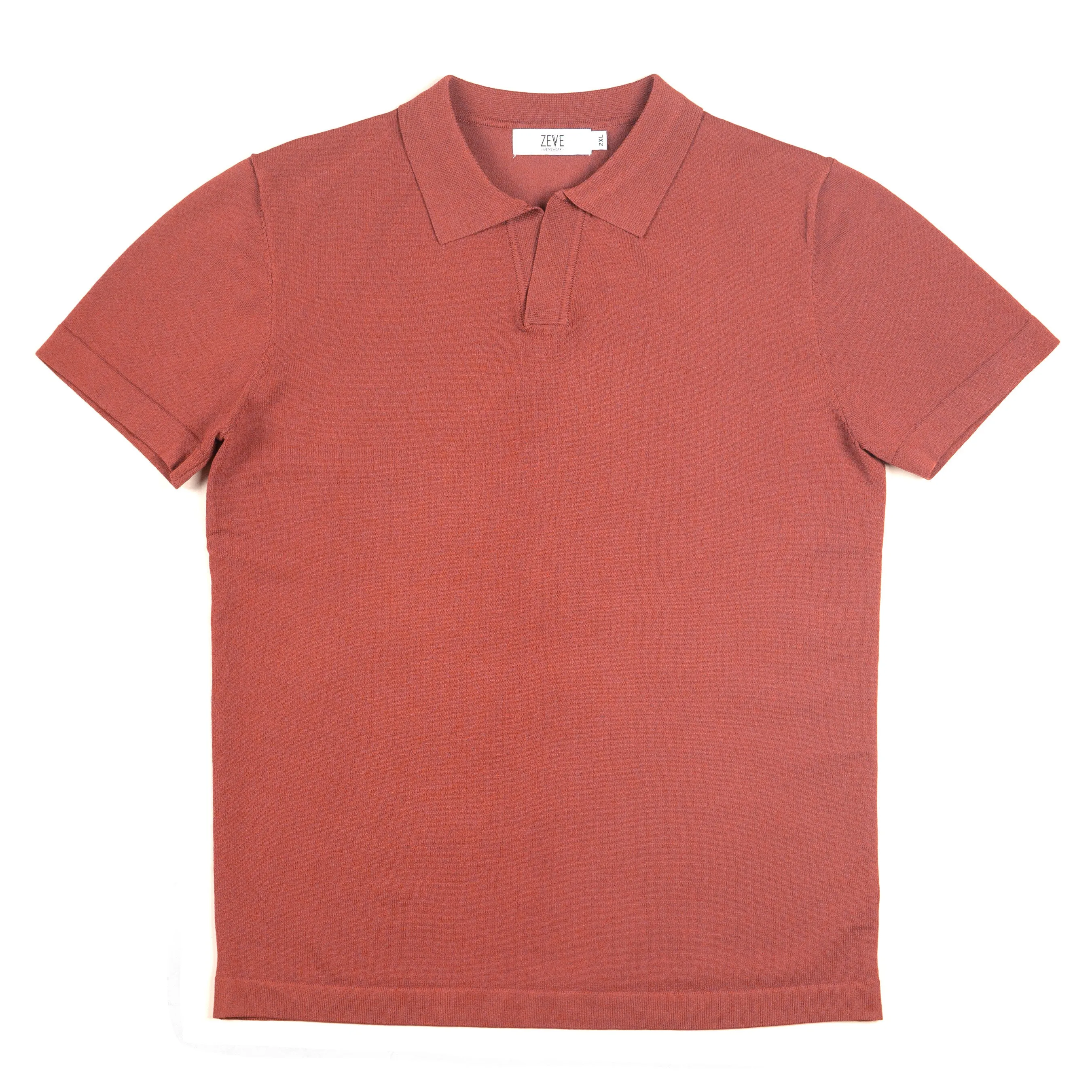 Knit  Polo Tee - Salmon Pink Open Collar