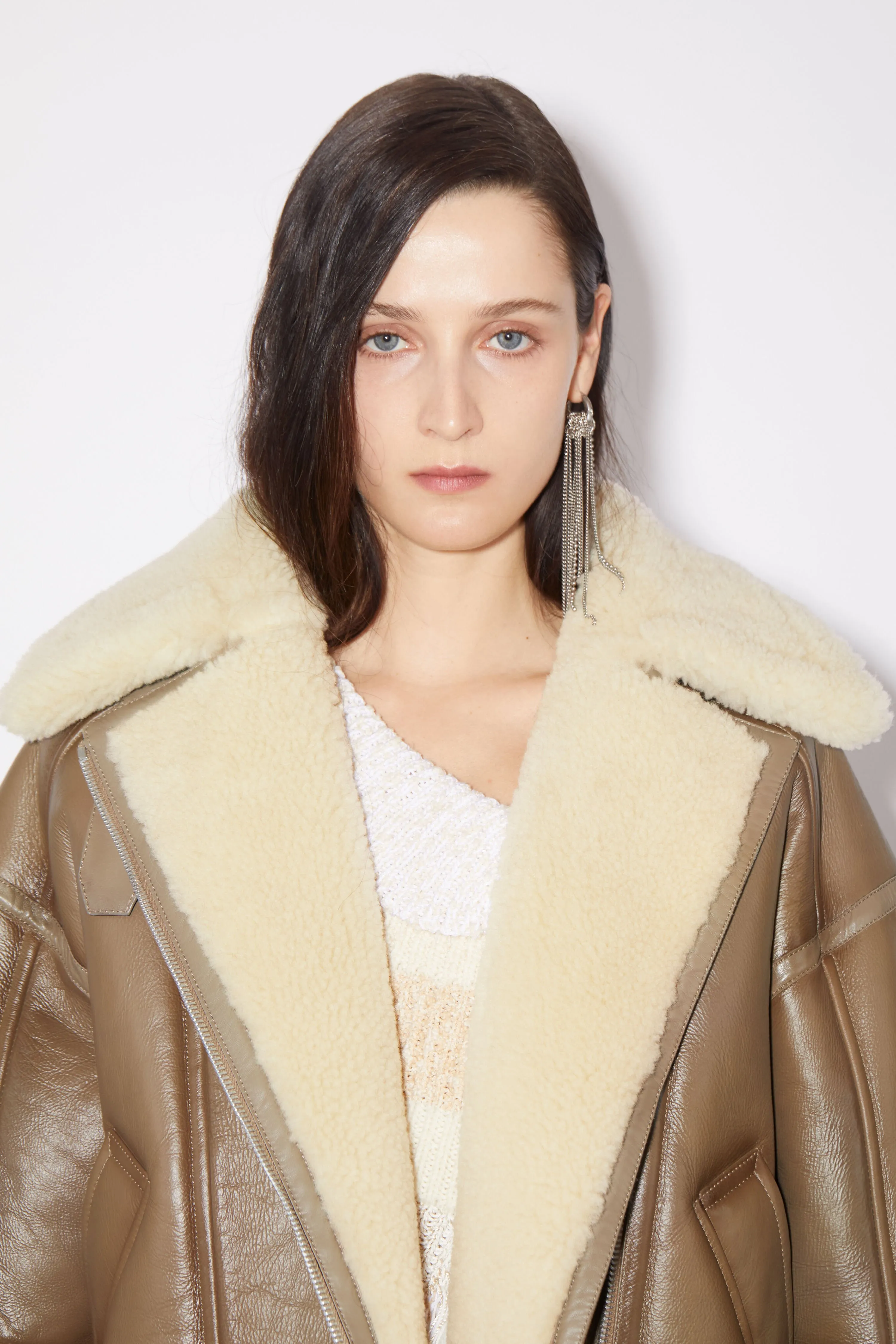 Leather shearling jacket