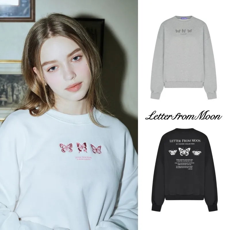 LETTER FROM MOON  |Street Style Long Sleeves Cotton Logo Hoodies & Sweatshirts