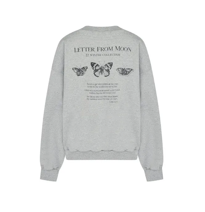 LETTER FROM MOON  |Street Style Long Sleeves Cotton Logo Hoodies & Sweatshirts