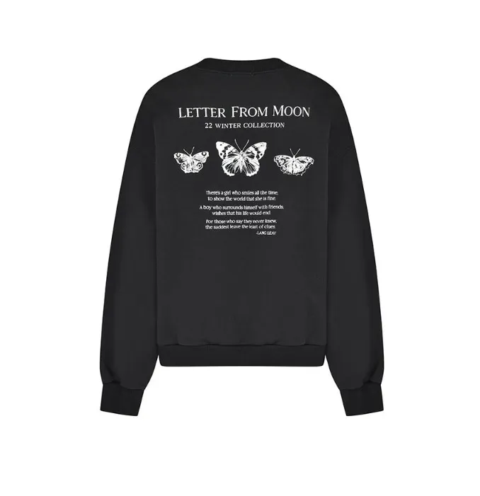 LETTER FROM MOON  |Street Style Long Sleeves Cotton Logo Hoodies & Sweatshirts